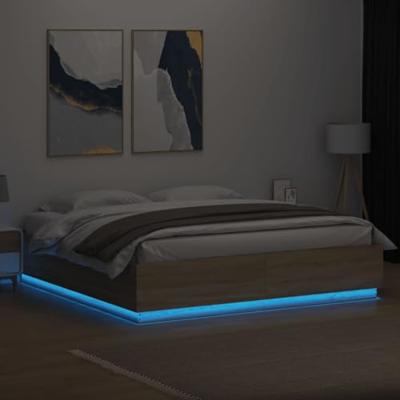 Bedframe met LED-verlichting sonoma eikenkleurig 180x200 cm