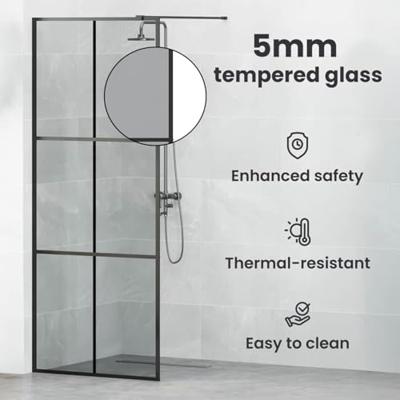 VidaXL Inloop douche wand zwart 80 x 195 cm gehard glas VidaXL Inloop douche wand zwart 80 x 195 cm gehard glas