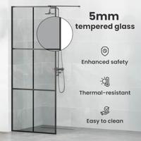VidaXL Inloop douche wand zwart 80 x 195 cm gehard glas - thumbnail