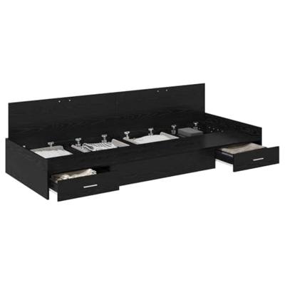 Opbergbedframe met hoofdeinde Zwart Eiken 75 x 190 cm Bewerkt hout