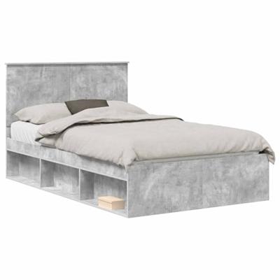 Bedframe met hoofdeinde Beton 120 x 200 cm Massief grenenhout