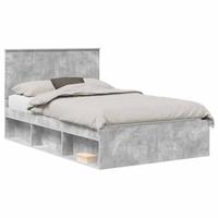 Bedframe met hoofdeinde Beton 120 x 200 cm Massief grenenhout - thumbnail