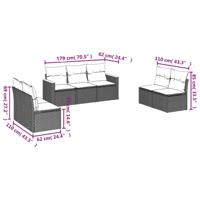 7-delige Loungeset met kussens poly rattan beige - thumbnail