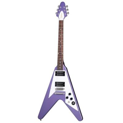 Epiphone Kirk Hammett 1979 Flying V Purple Metallic elektrische gitaar met hard case