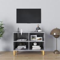 VidaXL Tv-meubel met massief houten poten 69,5x30x50 cm betongrijs - thumbnail
