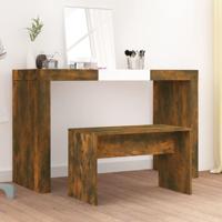 Kaptafelkruk 70x35x45 cm bewerkt hout gerookt eikenkleurig - thumbnail