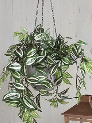Mica Decorations Tradescantia Kunst Hangplant - H45 x Ø25 cm - Groen