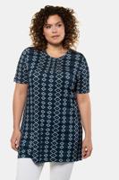 Ulla Popken Longshirt, A-lijn, grafisch dessin, korte mouwen - Grote Maten - thumbnail