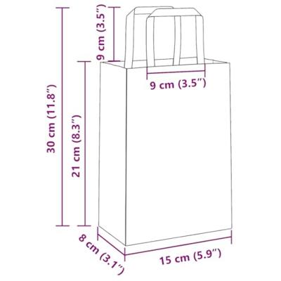 VidaXL Papieren zakken 50 st met hengsels 15x8x21 cm bruin