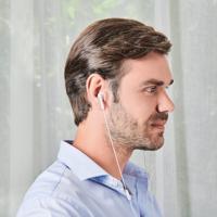 Panasonic RP-TCM55 Ergonomische in-ear hoofdtelefoon, 14,3 mm driver, krachtige bas, microfoon in lijn, compatibel met smartphone, 1,2 m kabel, wit - thumbnail