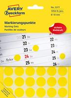 Avery Ronde etiketten diameter 18 mm, geel, 1.056 stuks - thumbnail