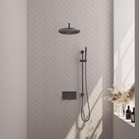 Brauer Gunmetal Edition Thermostatische Regendoucheset Inbouw - Hoofddouche 30 cm - Gebogen Wandarm - Met Drukknoppen - Handdouche Staaf - Doucheslang - Geintegreerde Glijstang - Gunmetal - thumbnail