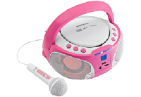 Draagbare FM Radio CD/MP3/USB Microfoon & Lichteffecten Roze - thumbnail