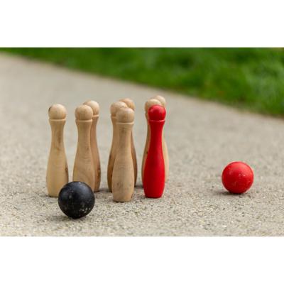 Outdoor Play houten tuin bowlingset met 9 kegels en 2 ballen