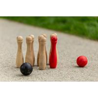 Outdoor Play houten tuin bowlingset met 9 kegels en 2 ballen - thumbnail