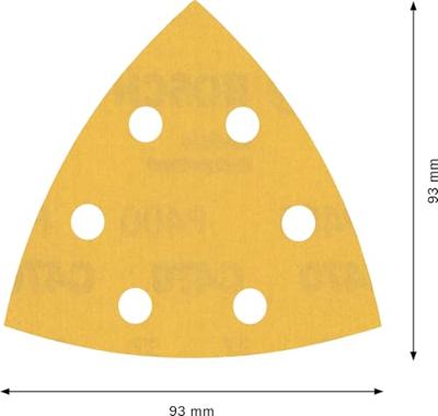 Bosch Accessories EXPERT C470 2608900831 Deltaschuurpapier Geperforeerd Korrelgrootte (num) 400 (l x b) 93 mm x 93 mm 5 stuk(s)