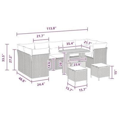 Tuinbankenset 10 pcs Zwart poly rattan