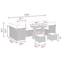 Tuinbankenset 10 pcs Zwart poly rattan - thumbnail