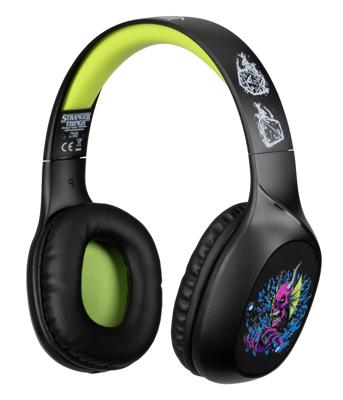 Konix Stranger Things Bluetooth 5.3 draadloze on-ear hoofdtelefoon, pc, smartphones, tablets, microfoon, 30 uur batterijduur, zwart en geel Konix Stranger Things Bluetooth 5.3 draadloze on-ear hoofdtelefoon, pc, smartphones, tablets, microfoon, 30 uur batterijduur, zwart en geel