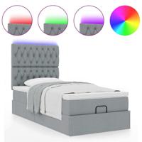 Ottoman bed met matras en LED's 120x200cm stof lichtgrijs - thumbnail