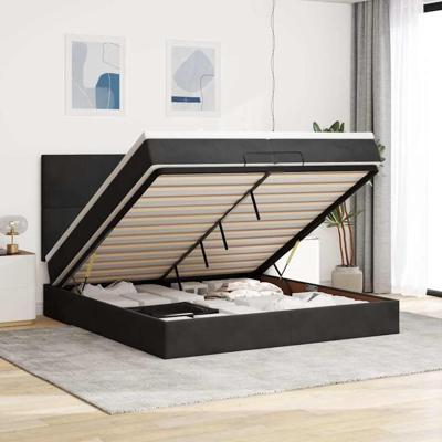 Ottoman bed met matrassen 200x200cm fluweel zwart
