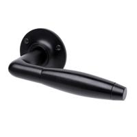 De Oude Deurklink Deurklink - Klassiek mat zwart, rozet rond - thumbnail