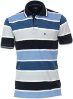 Casa Moda Poloshirt Grijs En Blauw Gestreept Pique - thumbnail