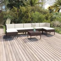 8-delige Loungeset met kussens poly rattan bruin - thumbnail