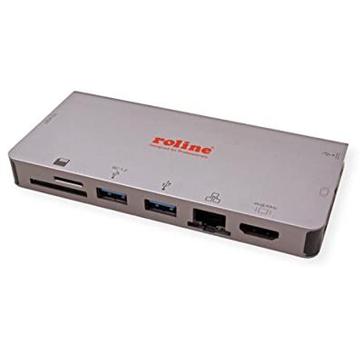 ROLINE USB Type C docking station, HDMI 4K, VGA, 2x USB 3.2 Gen 1, LAN, PD, kaartlezer