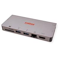 ROLINE USB Type C docking station, HDMI 4K, VGA, 2x USB 3.2 Gen 1, LAN, PD, kaartlezer - thumbnail