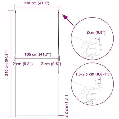 Doucherolgordijn 110x240 cm stofbreedte 106 cm