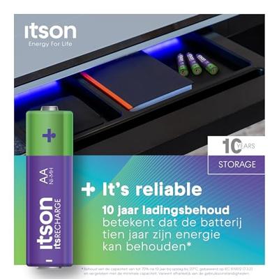 itson itsRECHARGE Oplaadbare AA batterij (penlite) NiMH 1.2 V 8 stuk(s) itson itsRECHARGE Oplaadbare AA batterij (penlite) NiMH 1.2 V 8 stuk(s)