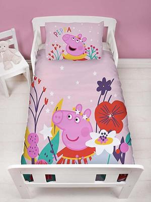 Peppa Pig Peuterdekbedovertrek Bloemen 120 x 150 cm - Katoen