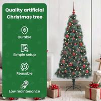 VidaXL Kunstmatige voorverlichte kerstboom met ballenset groen 150 cm - thumbnail