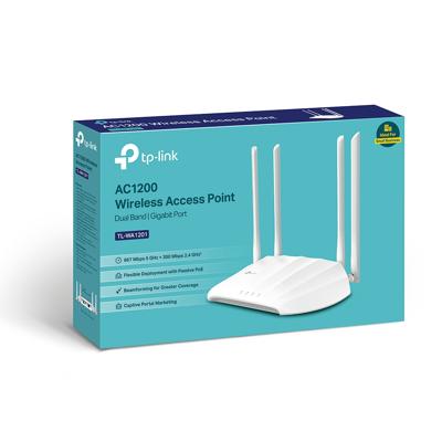 TP-Link AC1200 Wireless Gigabit access point | Desktop WiFi Bridge | MU-MIMO & Beamforming | Ondersteunt AP/Multi-SSID/Client/RE-modus, 4 vaste antennes | Passieve PoE met Free PoE Injector