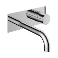 Inbouw Wastafelkraan Met Achterplaat Hotbath Cobber 18cm Gebogen Uitloop 1-Hendel Chroom - thumbnail