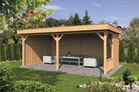 Tuindeco Oslo XL Overkapping type 3 678x430 cm Lariks/Douglashout blank- Plat dak- Onbehandeld lariks Douglas hout- Tuindeco - thumbnail