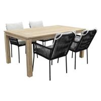 Teresa - Black/Rome Grey 170 cm. stapelbare tuinset - 5-delig - thumbnail