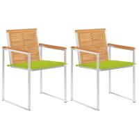 Tuinstoelen 2 st met kussens massief teakhout en staal - thumbnail