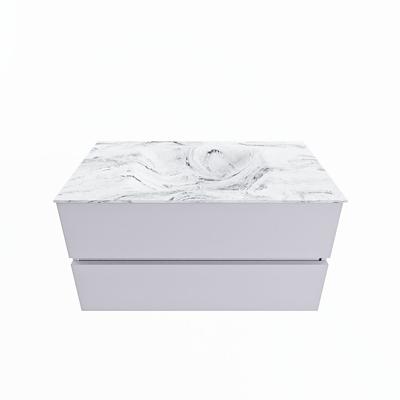 MONDIAZ VICA-DLUX 90cm badmeubel onderkast Cale 2 lades. Inbouw wastafel CLOUD midden zonder kraangat, kleur Glace.