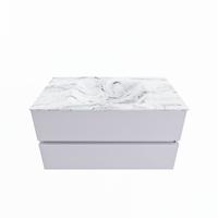 MONDIAZ VICA-DLUX 90cm badmeubel onderkast Cale 2 lades. Inbouw wastafel CLOUD midden zonder kraangat, kleur Glace. - thumbnail