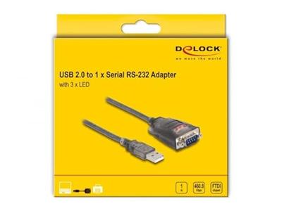 Delock USB 2.0 Adapter [1x USB-A 2.0 stekker - 1x RS232-stekker] 61400 1 m
