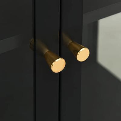 Dressoir 75x35x105 cm staal en glas zwart