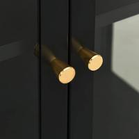 Dressoir 75x35x105 cm staal en glas zwart - thumbnail