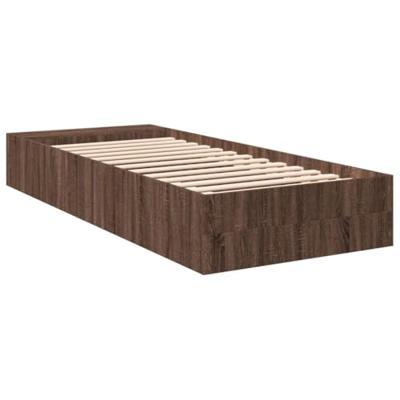Bedframe bewerkt hout bruin eikenkleur 75x190 cm Bedframe bewerkt hout bruin eikenkleur 75x190 cm