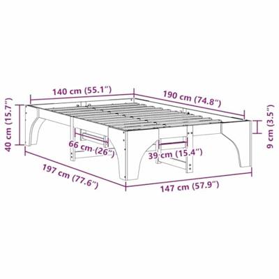 Bedframe Wit 140 x 190 cm Massief grenenhout