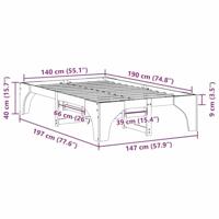 Bedframe met opslag Bruin 140 x 190 cm Massief grenenhout - thumbnail