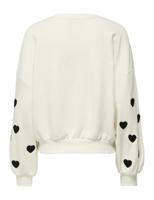Only Onlmacy L/s O-neck Box Cc Swt Sweater Cloud Dancer W. Black Hearts - thumbnail