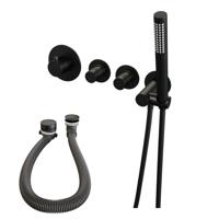 Brauer Black Edition Thermostatische Inbouw Badkraan Badvulcombinatie - Staaf - Doucheslang - Wandaansluitbocht - Handdouche - Mat Zwart - thumbnail