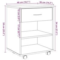 Rolkast 46x36x59 cm bewerkt hout artisanaal eikenkleurig - thumbnail